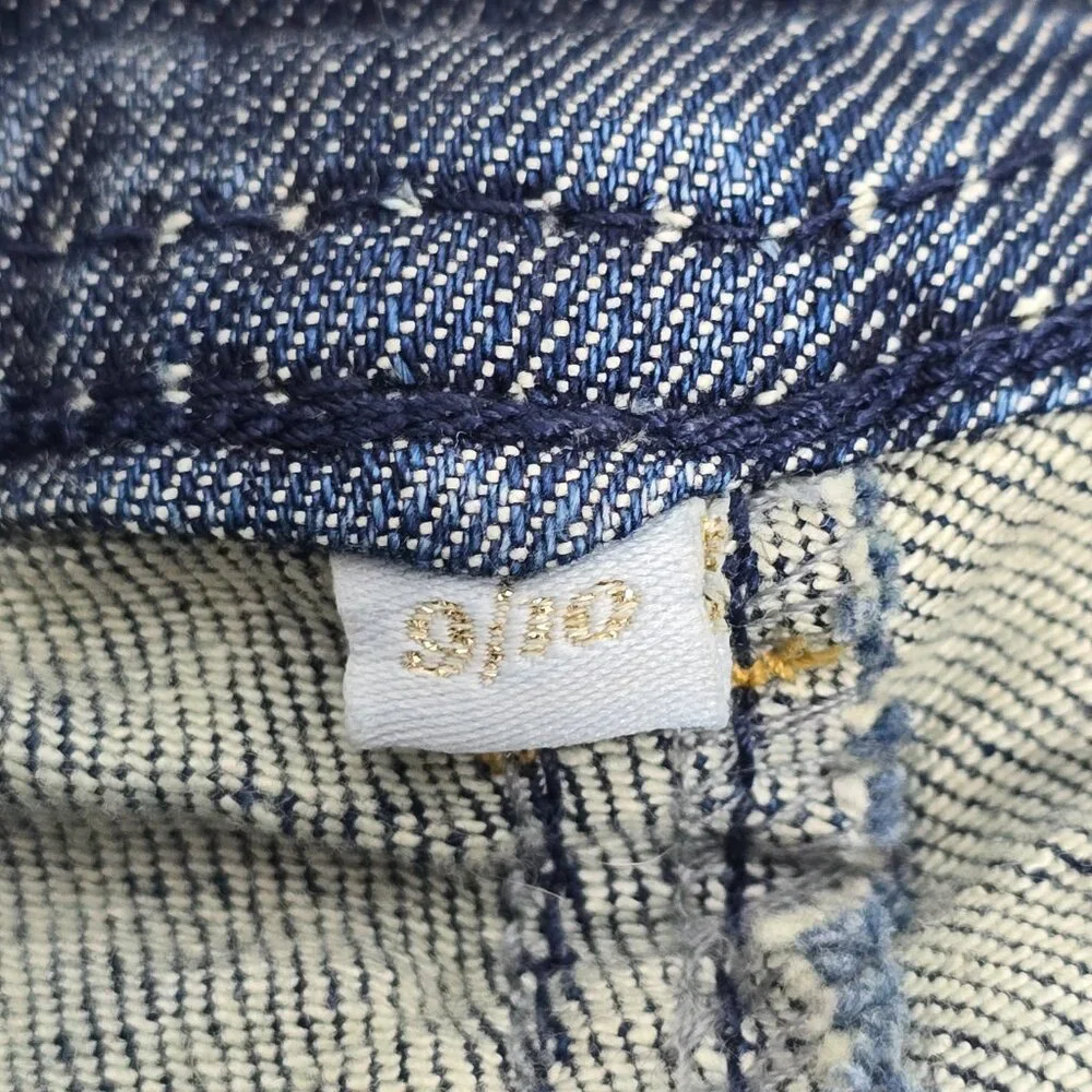 Apple Bottoms‎ Jeans Womens Size 9/10 Blue Denim Crop Rhinestone Y2K Retro
